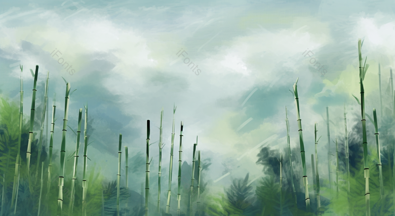 绿色竹子抽象天空风景插画,插画/手绘图,插画/手绘图库,插画/手绘图下载,插画/手绘